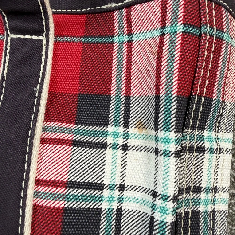 Lands' End Plaid Canvas Tote Bag Tartan Plaid Holiday Preppy Shopping Boat Tote